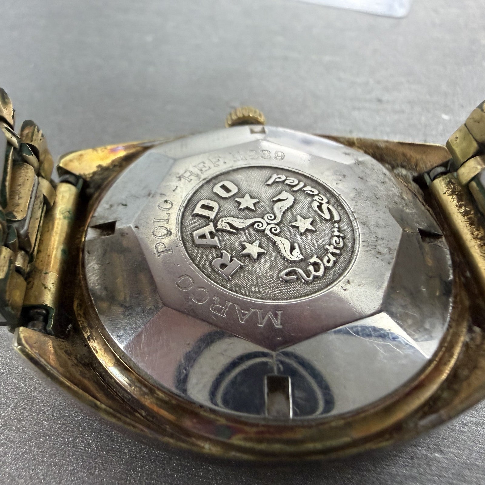 Rado Marco Polo Watch Men 36mm Gold Dial Gold Tone 11839 Daydate Automatic Runs9
