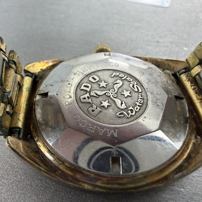 Rado Marco Polo Watch Men 36mm Gold Dial Gold Tone 11839 Daydate Automatic Runs9