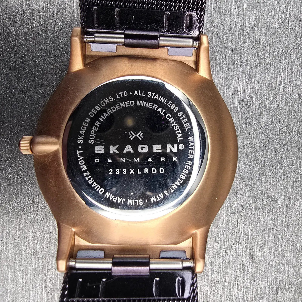 Skagen Watch Men 36mm Brown Dial Rose Gold Case Date Round 233XLRDD New Battery10