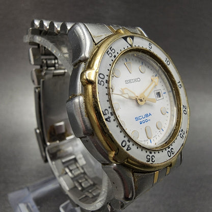 Seiko Diver Watch Women 31mm White Dial Two Tone Date Round 3E250A30 New Batt3