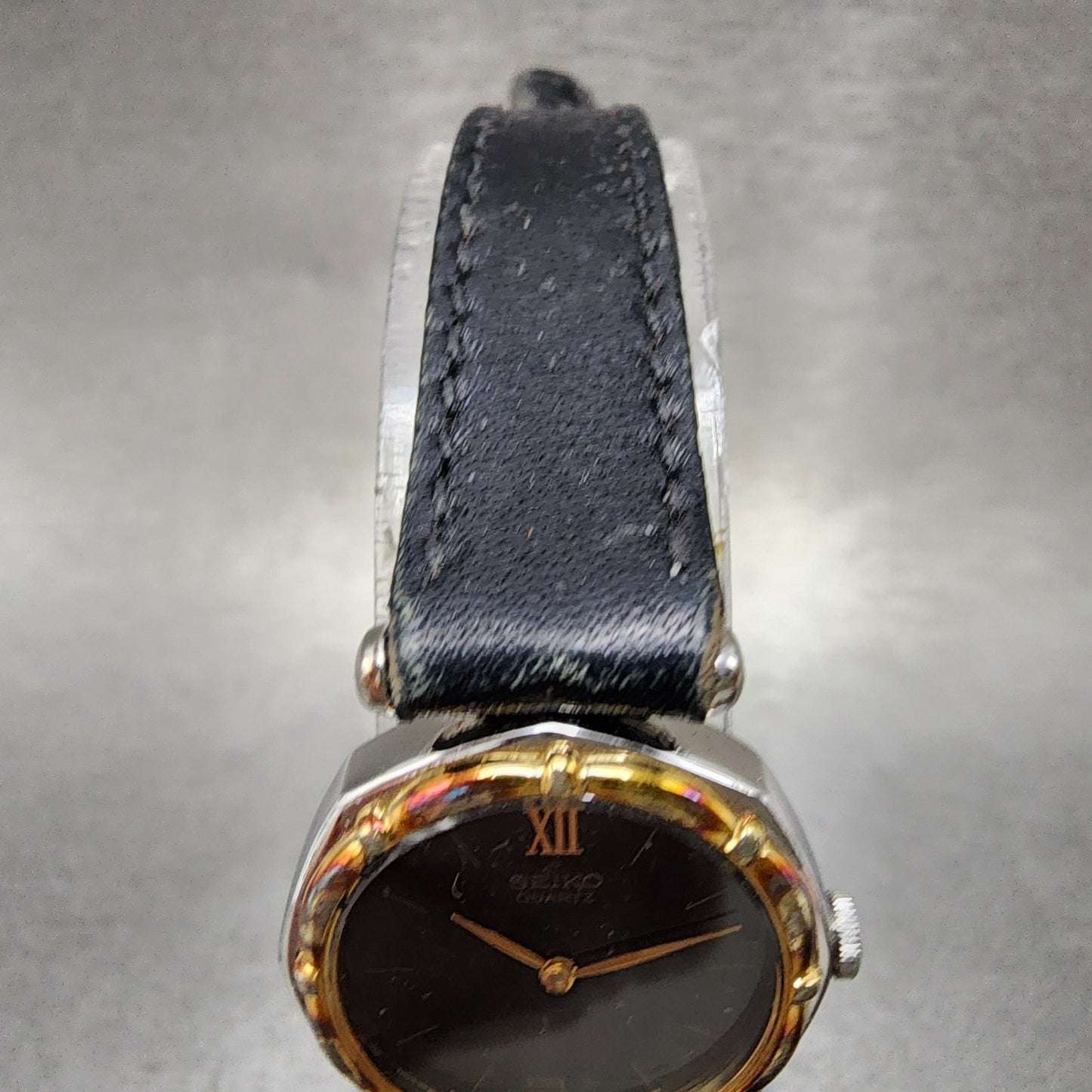 Seiko Watch Women 22mm Black Dial Two Tone Octagon 23200330 New Battery4