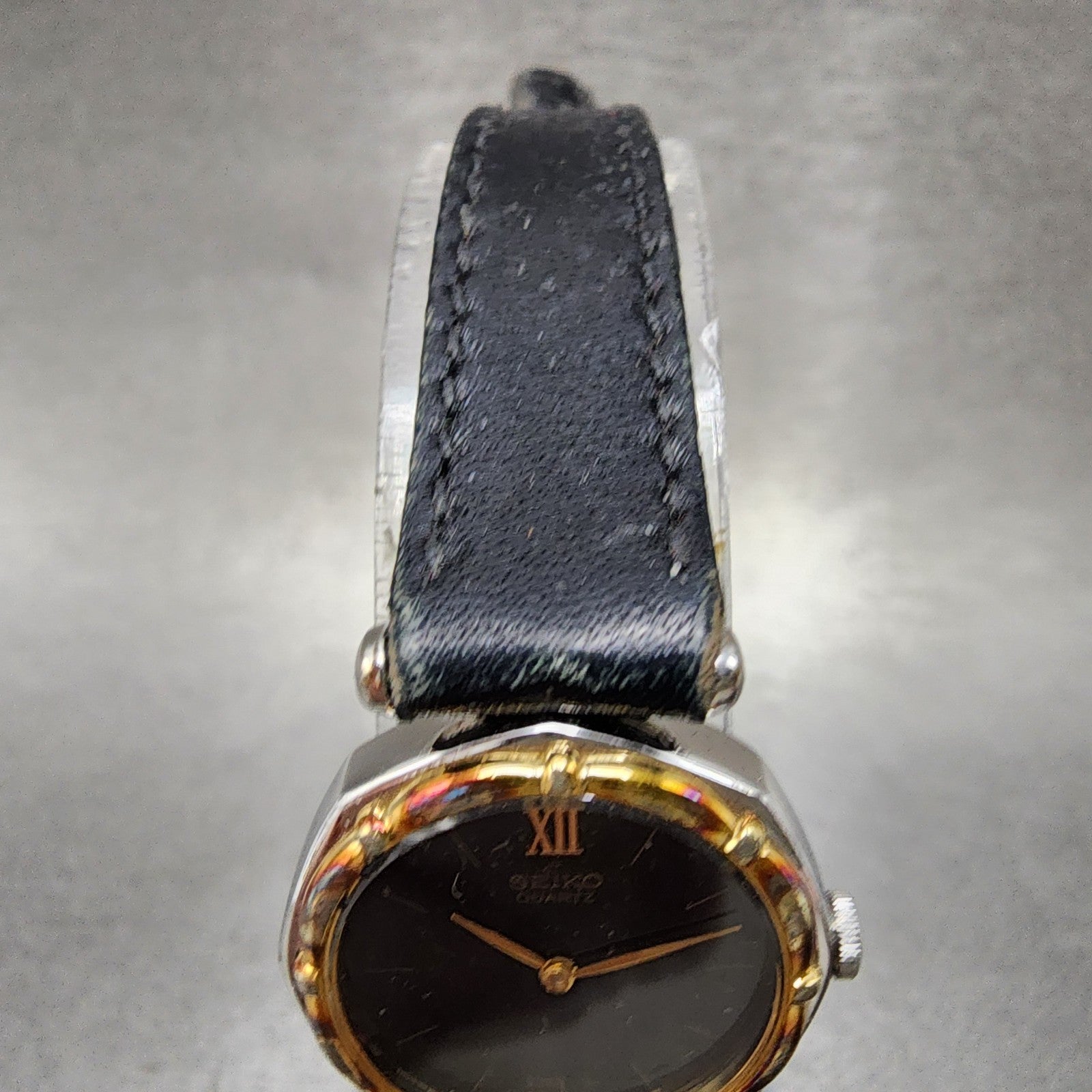 Seiko Watch Women 22mm Black Dial Two Tone Octagon 23200330 New Battery4