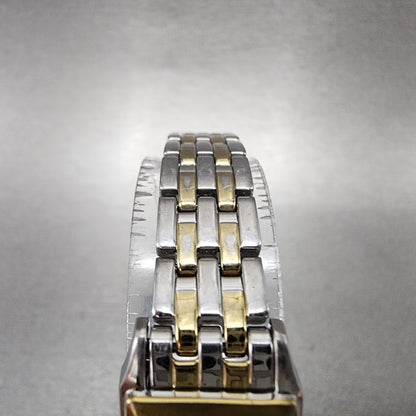 Seiko Solar Tank Watch Women 16mm White Dial Two Tone Rectangle V1160AA0 Runs4