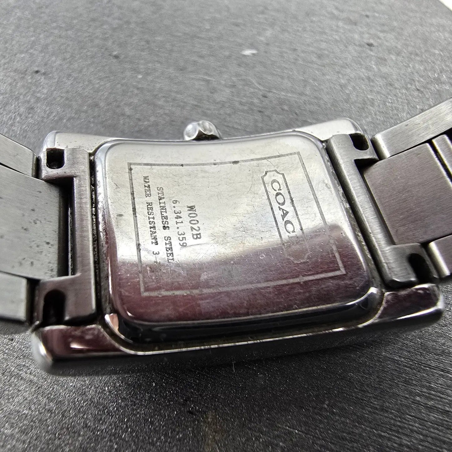 Coach Tank Watch Women 19mm Silver Dial Silver Tone Rectangle W002B PARTS10