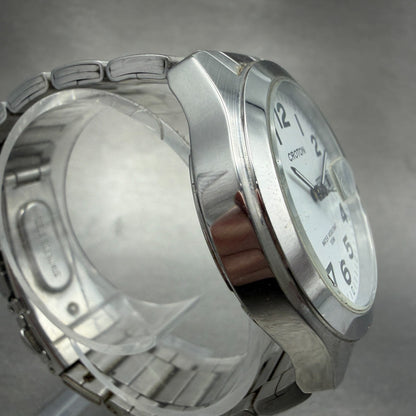 Croton Watch Men 38mm White Dial Silver Tone Daydate Round RT-144M New Battery3