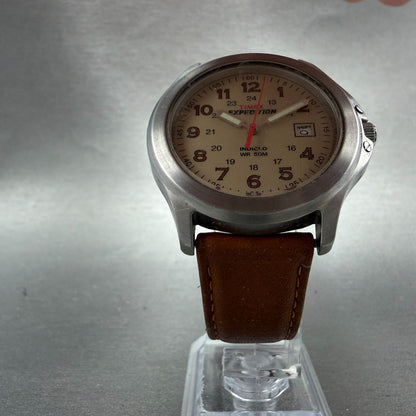 Timex Expedition Watch Men 39mm Brown Dial Silver Tone Date T44381 New Battery5