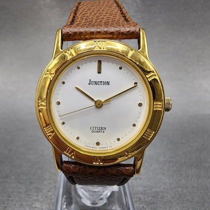 Citizen Junction Watch Women 31mm White Dial Gold Tone Round 6031343468 New Bat0