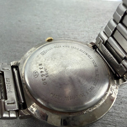 Seiko ALBA Watch Men 34mm Black Dial Silver Tone Round V254-0110 New Battery9