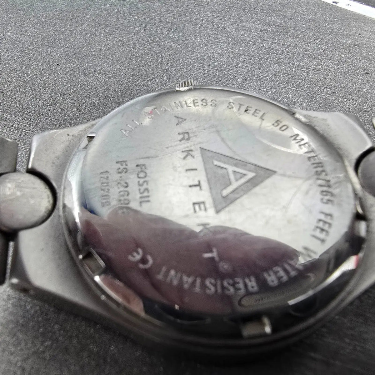 Fossil Arkitekt Watch Men 35mm Gray Dial Silver Tone Round FS-2696 New Battery9