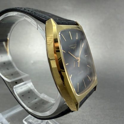Longines Tank Watch Men 29mm Black Dial Gold Tone Rectangle  3699 952 New Batt3
