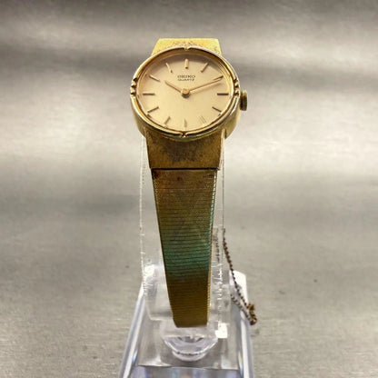 Seiko Watch Women 19mm Champagne Dial Gold Tone Round 16-0129 New Battery VTG5