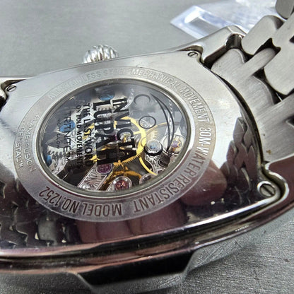 Invicta Lupha Watch Men 48mm Skeleton Dial Silver Tone Manual Wind 1252 Runs9