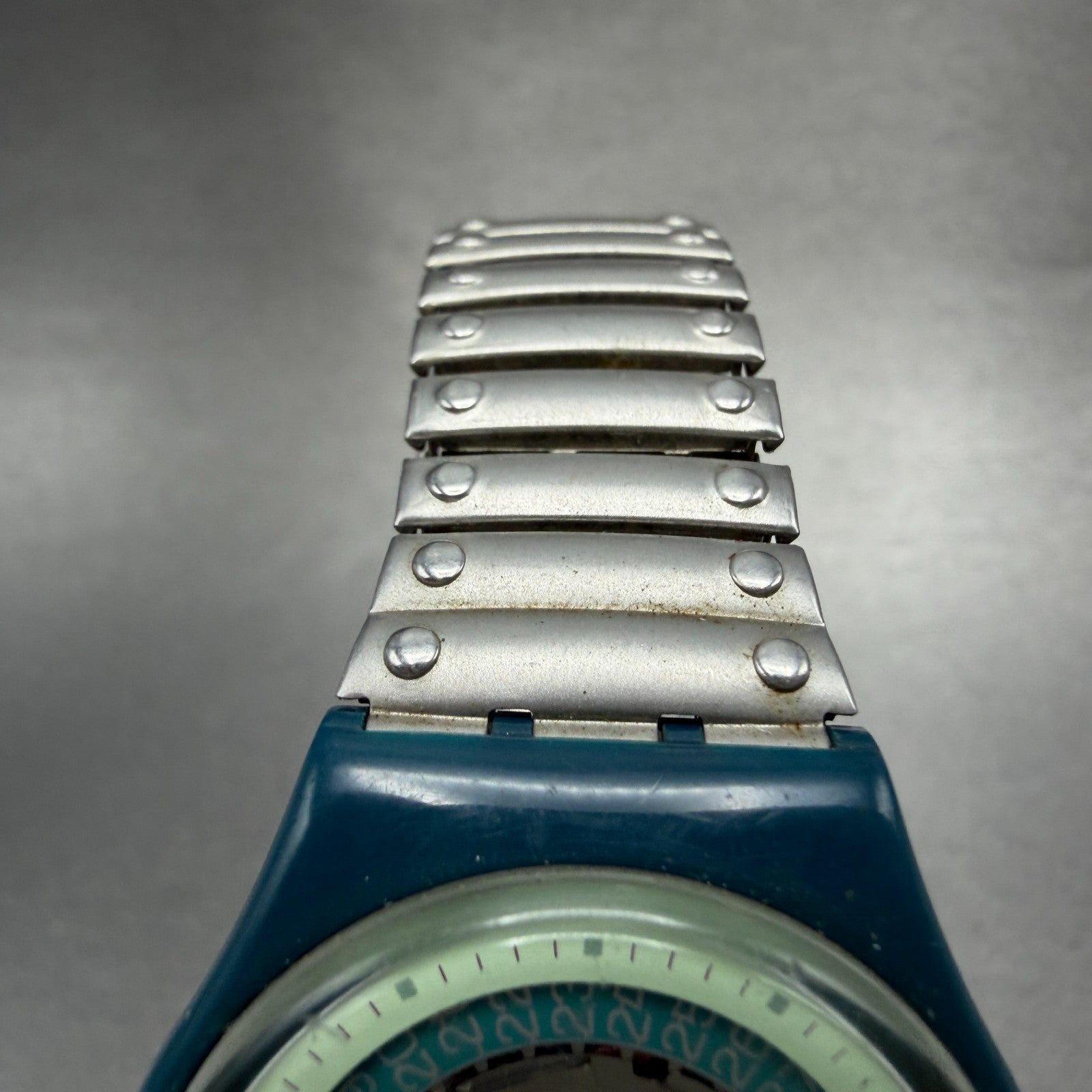 Swatch Steel Lite Watch Men 34mm Skeleton Dial Blue Tone Round New Batt4