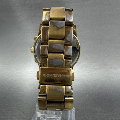 Michael Kors Mercer Watch 42mm Women Champagne Dial Gold Tone Chrono New Batt7