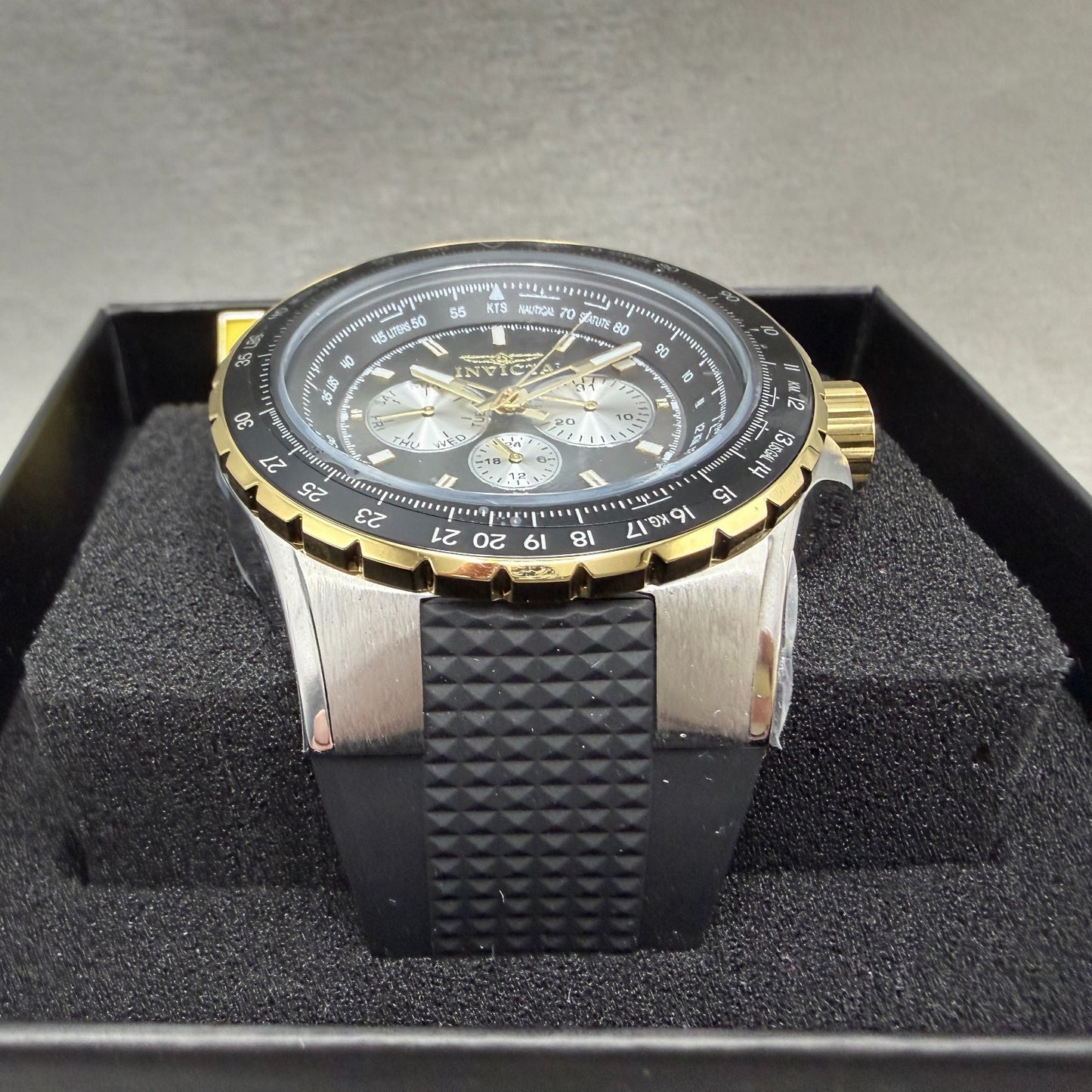 Invicta Aviator Watch Men 51mm Black Dial Two Tone Daydate Round 33029 New2