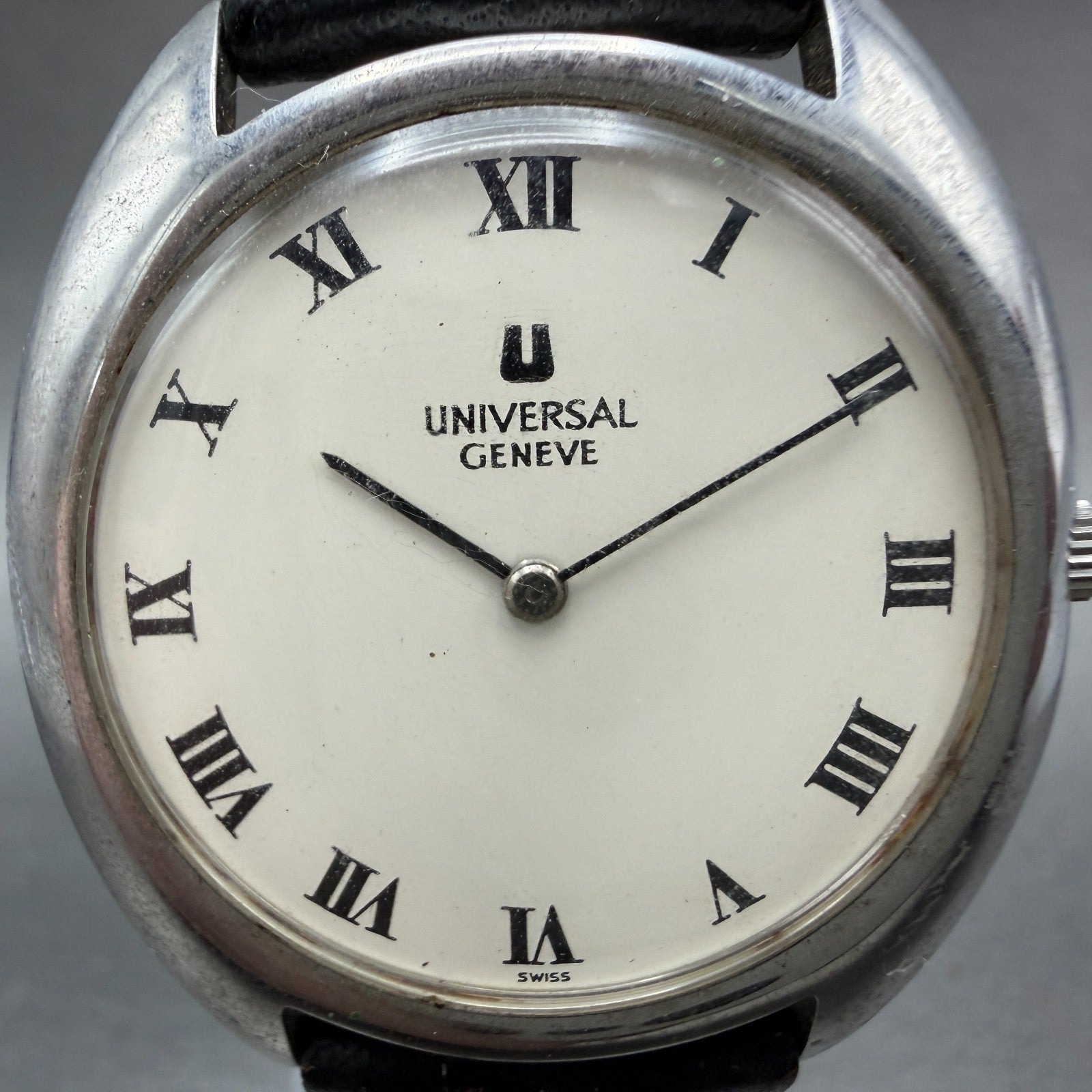 Universal Geneve Watch Men 35mm White Dial Steel Manual Wind 842111 Runs1