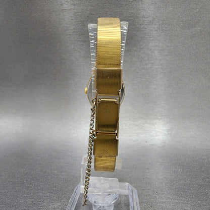 Seiko Watch Women 21mm Black Dial Gold Tone Round 5y955049 New Battery7