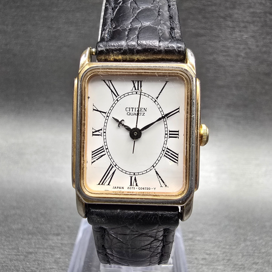 Citizen Tank Watch Women 20mm White Dial Gold Rectangle 6031-Y53342 New Battery0