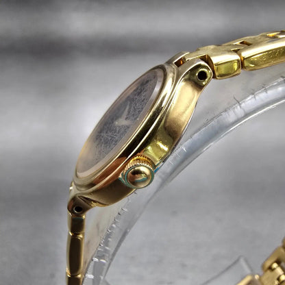 Seiko Watch Women 18mm Black Dial Gold Tone Oval 2Y00-5A90 New Battery Vintage2