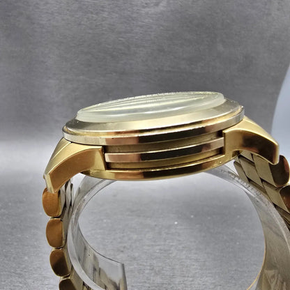 Michael Kors Runway Chronograph Watch Men 45mm Champagne Dial Gold Tone New Batt5