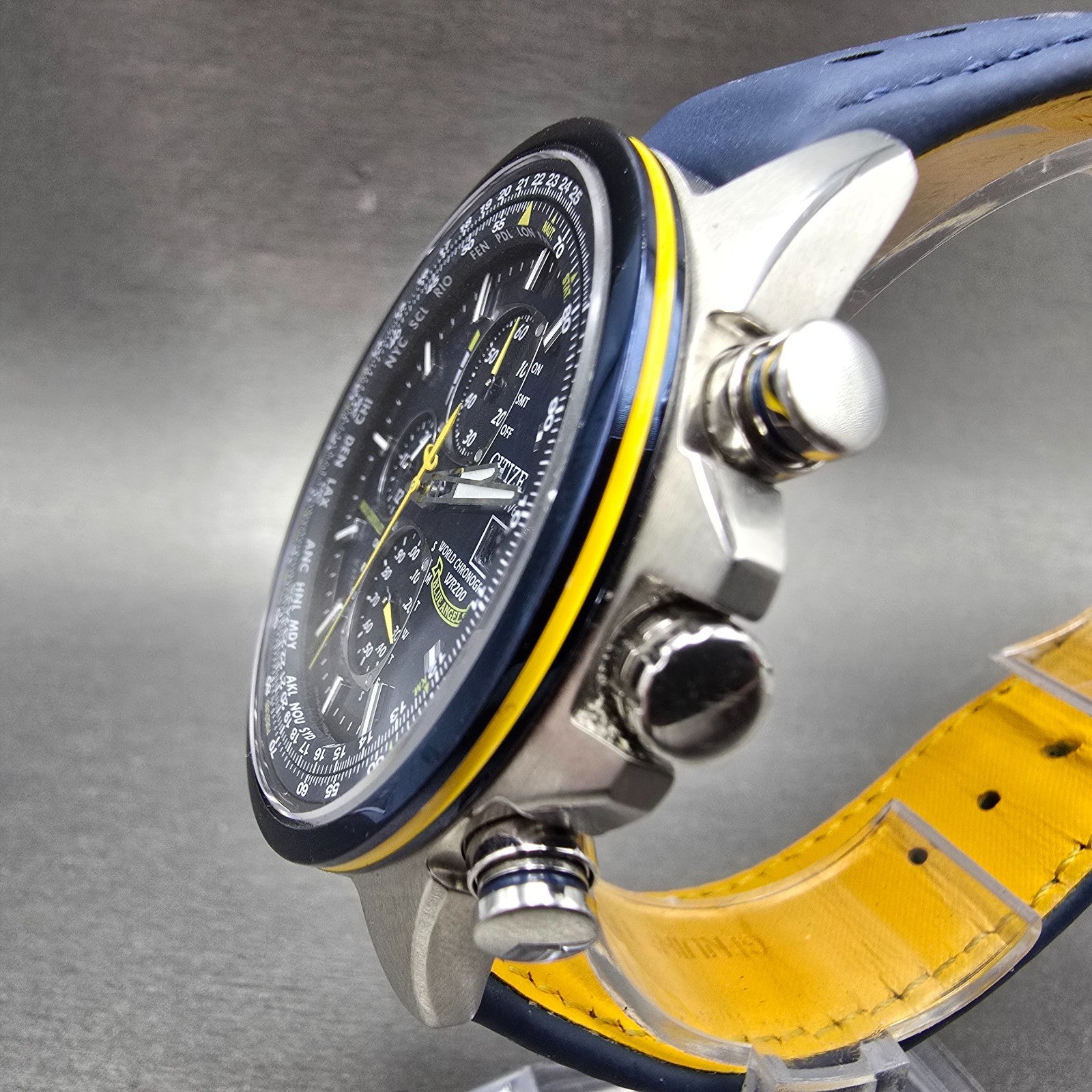 Citizen Blue Angels World Chronograph Watch Men 43mm Blue Dial Steel AT8020-03L2