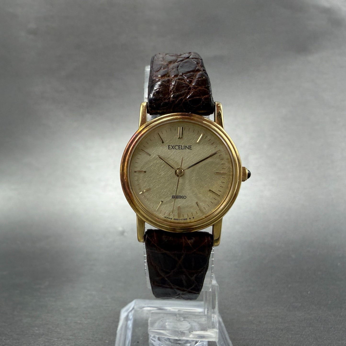 Seiko Exceline Watch Women 23mm Champagne Dial Gold Tone 4n21-0180 New Battery 45