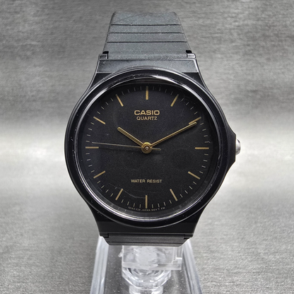Casio Watch Men 33mm Black Dial Black Case Round MQ-24 New Battery JP0