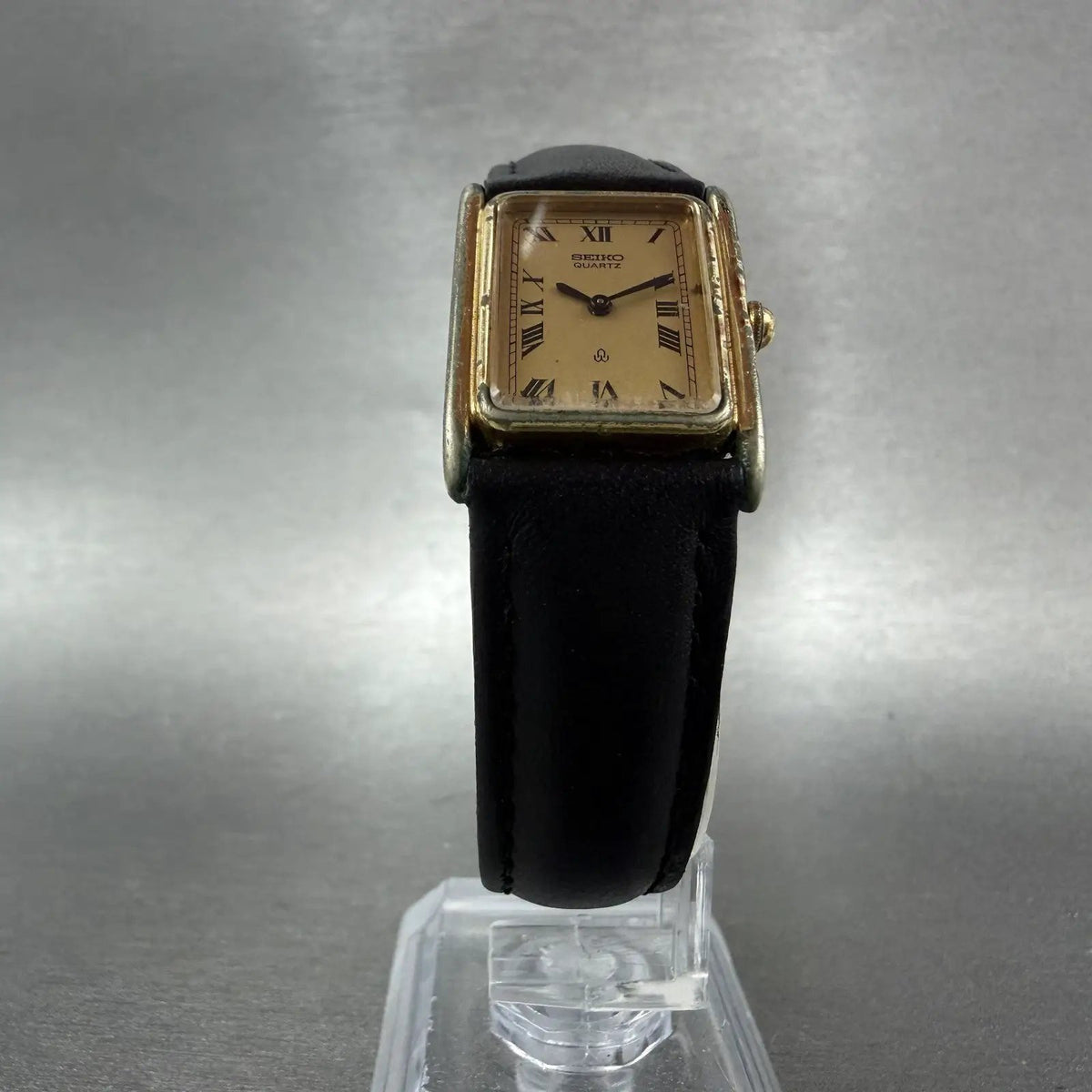 Seiko Tank Watch Women 20mm Champagne Dial Gold Tone 1400-5790 New Battery ABC5