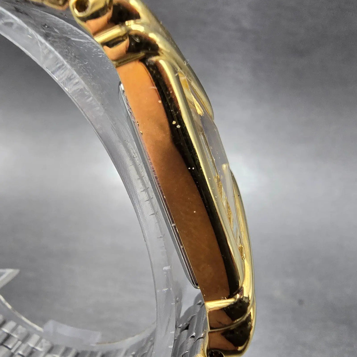 Elgin Half Moon Watch Women 18mm Black Dial Gold Asymmetrical VTG New Battery3