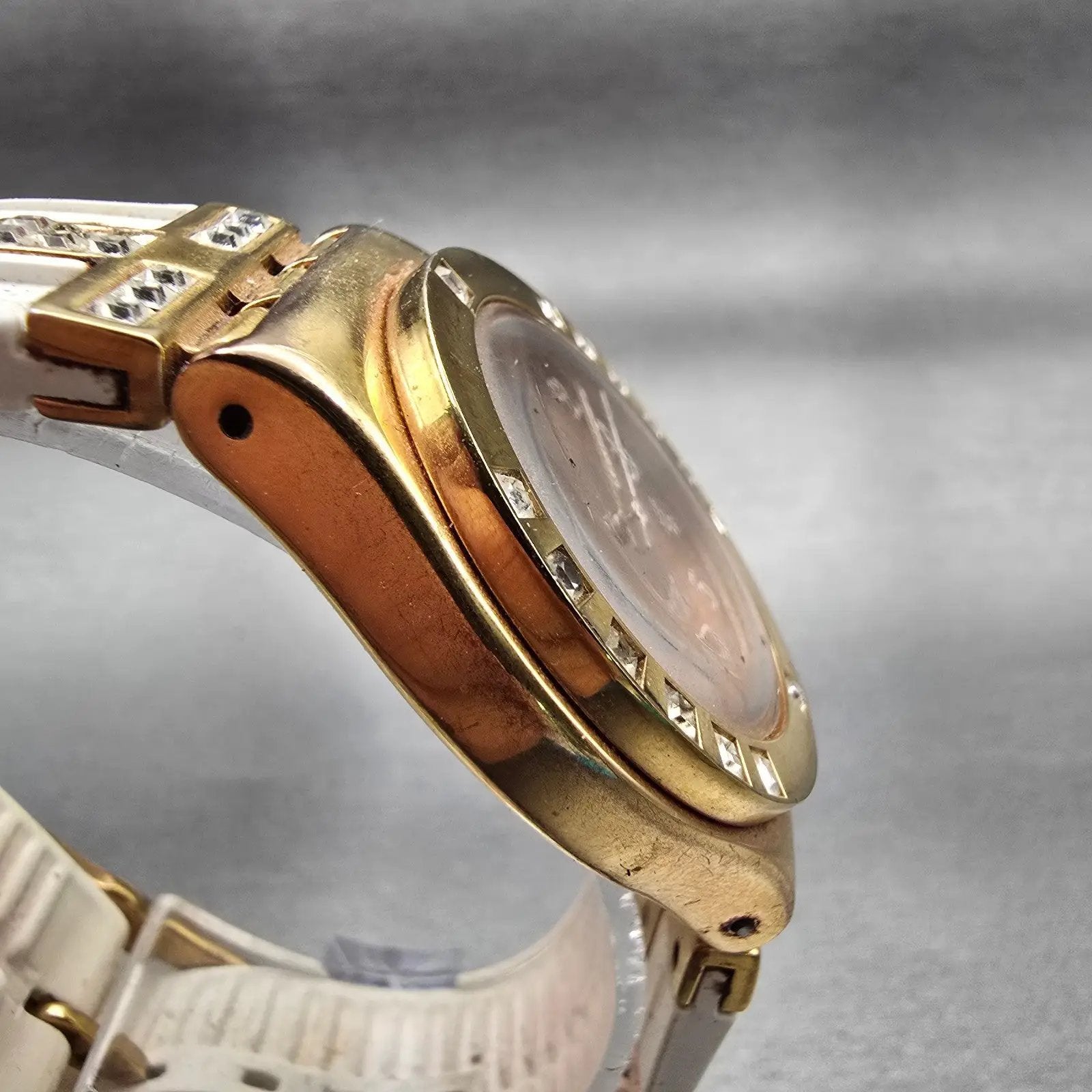 Swatch Irony Fancy Me Watch Women 33mm Gold Dial Rose Gold Date READ!!! New Batt3