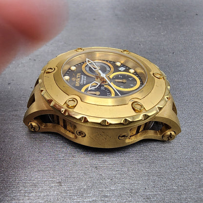 Invicta Subaqua Chronograph Watch Women 40mm Black Dial Gold Tone Date New Batt3