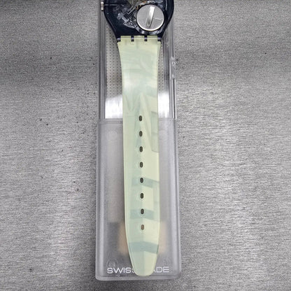 Swatch Decoscraper Watch Men 34mm Silver Dial Black Case GP109 New Battery NOS10
