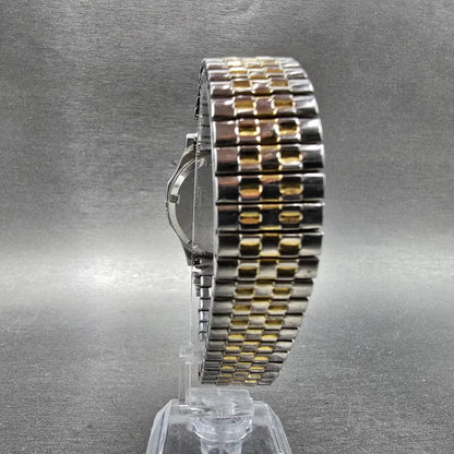 Seiko SQ Watch Men 35mm Silver Dial Two Tone Daydate Round 7123-7160 PARTS VTG10