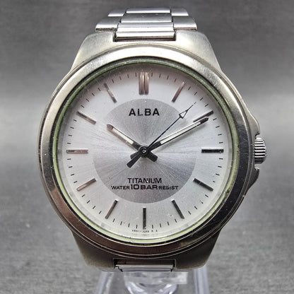 Seiko Alba Titanium Watch Men 35mm Silver Dial Silver Tone V501-0DN0 New Batt JN0