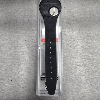 Swatch 360 Rouge Sur Blackout Watch Men 34mm Black Dial GZ119 New Battery NOS10