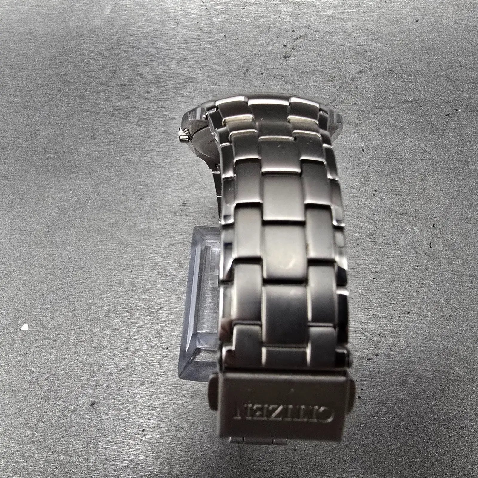 Citizen Eco-Drive Watch Men 38mm Black Dial Titanium Date E111-S049610 Runs7