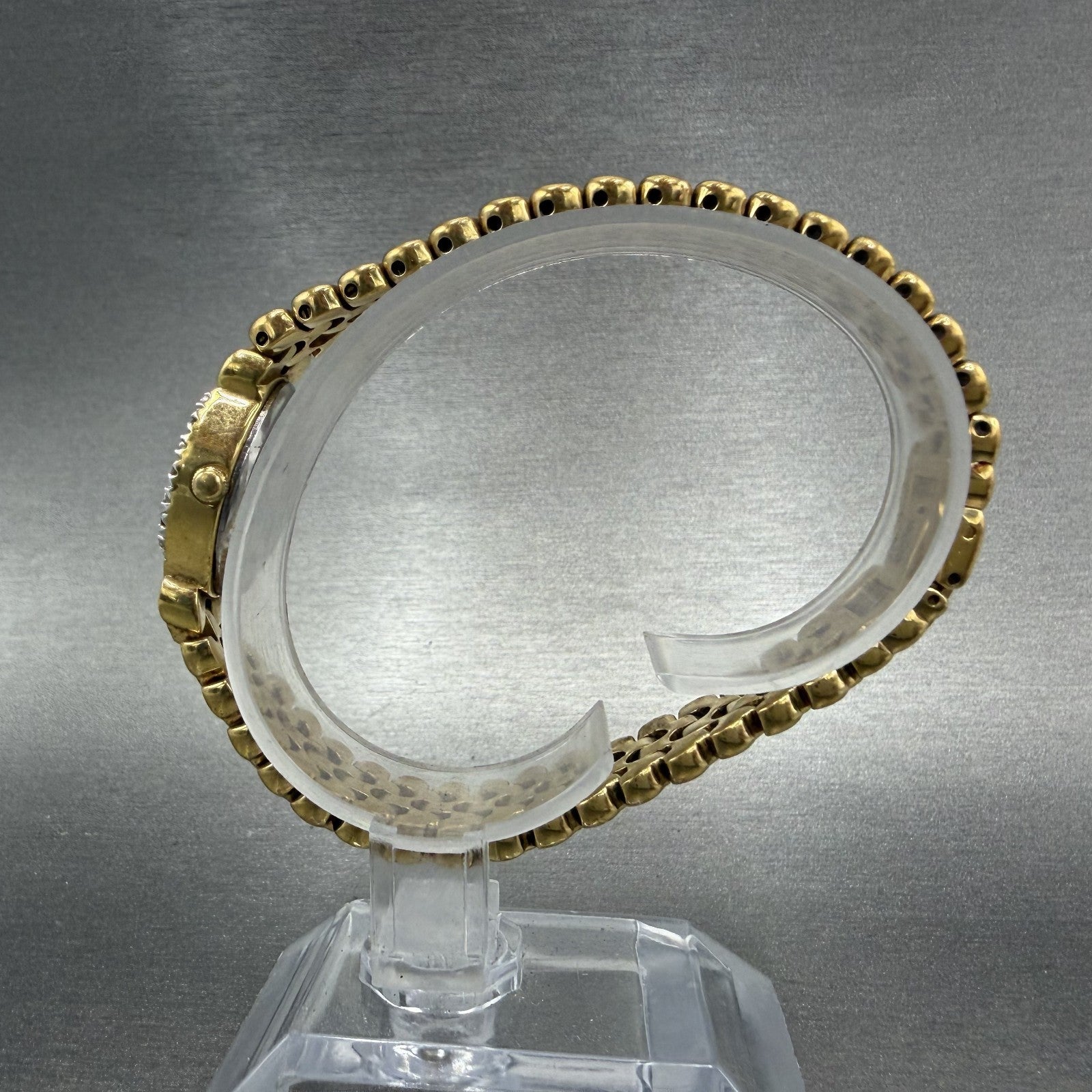 Wittnauer Watch Women 16mm Pink Dial Gold Tone Diamond Bezel SS8234 5120 New Bat6