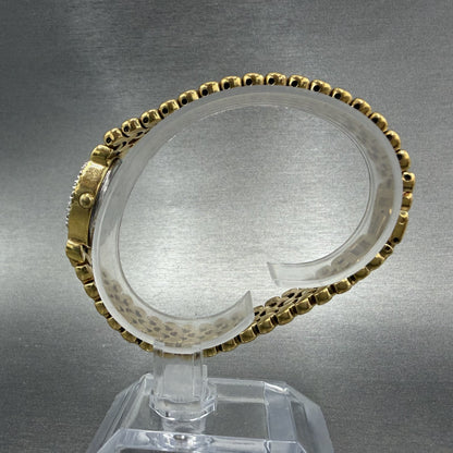 Wittnauer Watch Women 16mm Pink Dial Gold Tone Diamond Bezel SS8234 5120 New Bat6