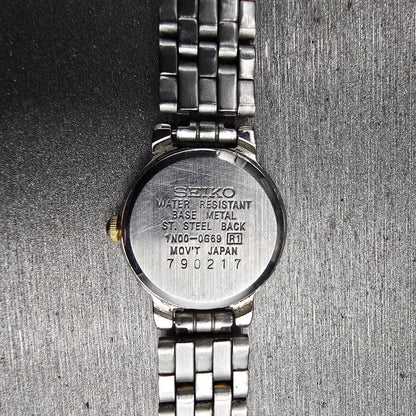 Seiko Watch Women 19mm Silver Dial Silver Tone Round 1N00-0G69 New Battery JP310