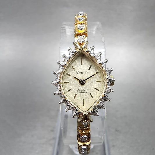 Armitron Deauville Watch Women 14mm Champagne Dial Gold Tone Oval New battery0