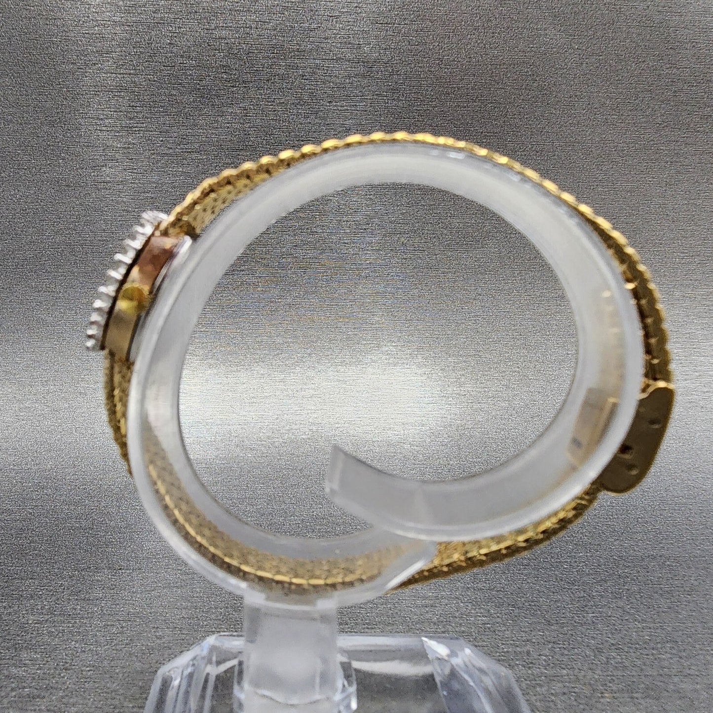 Gruen Precision Watch Women 14mm Gold Dial Gold Tone Diamond Bezel New Battery6