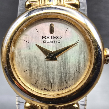 Seiko Watch Women 19mm MOP Dial Gold Tone Round 1N00-0J49 New Battery Vintage1