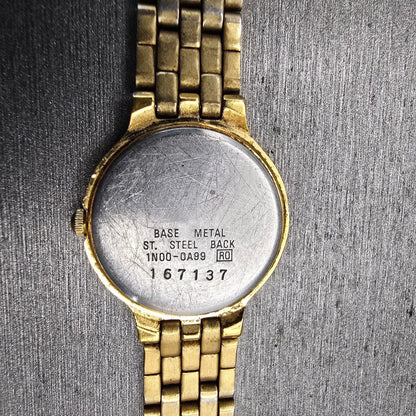 Seiko Watch Women 22mm Black Dial Gold Tone Round 1N00-0A99 New Battery Vintage10