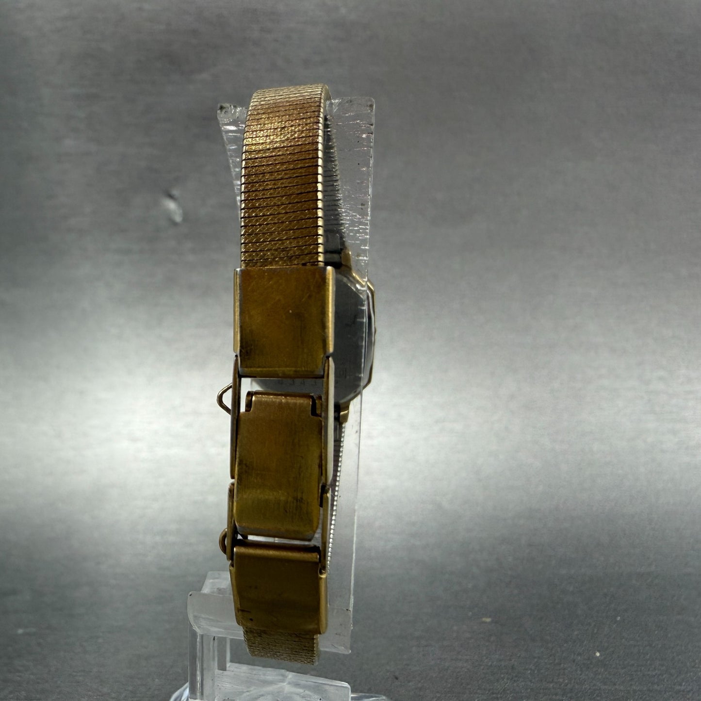 Seiko Watch Women 17mm Black Dial Gold Tone Octagon 2B20-5019 New Batt Vintage7
