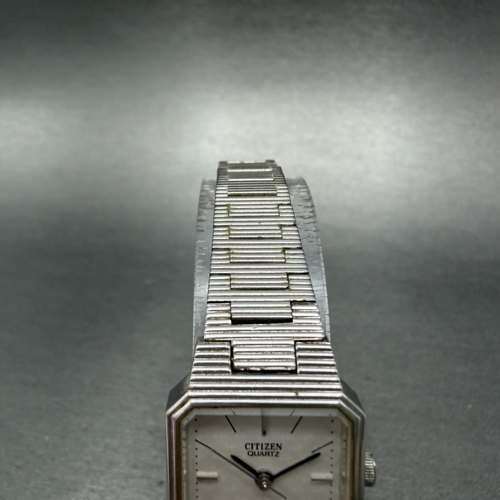 Citizen CQ Watch Women 17mm White Dial Silver Tone Rectangle 4-751922 New Batt4
