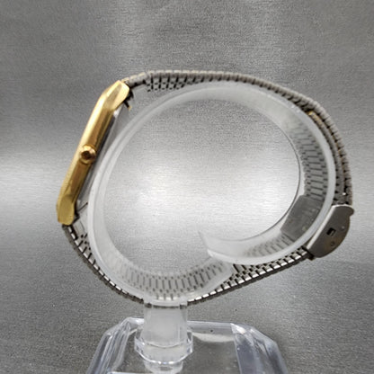 Seiko Tank Watch Men 26mm Gray Dial Gold Tone Rectangle 6530-5080 New Battery