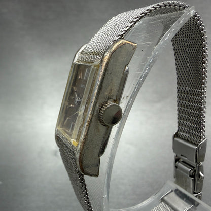 Seiko Tank Watch Women 15mm Brown Dial Silver Tone Rectangle Manual 11-4849 Runs2