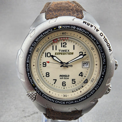 Timex Expedition Shenmue Watch Men 40mm White Dial Silver Tone Alarm NewBat READ1
