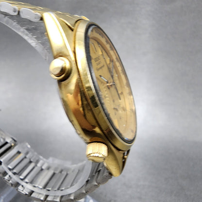 Seiko Chronograph Watch Men 37mm Champagne Dial God Tone 7a287029 New Battery3