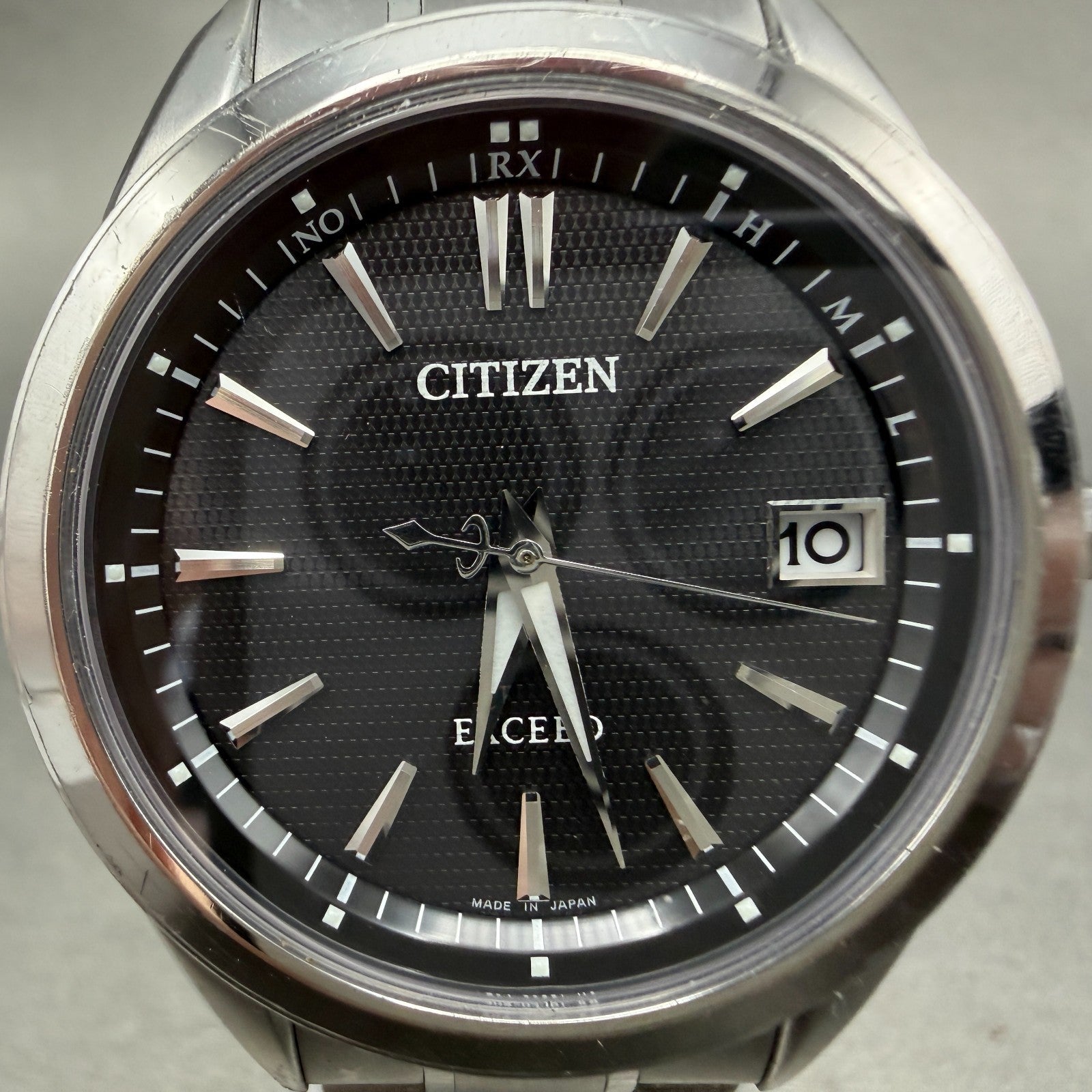 Citizen Eco-Drive Exceed Watch Men 37mm Black Dial Titanium Atomic Date READ!!!!2
